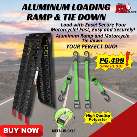 Big Red Aluminum Loading Ramp with Handlebar Tie Down | Shopee Philippines