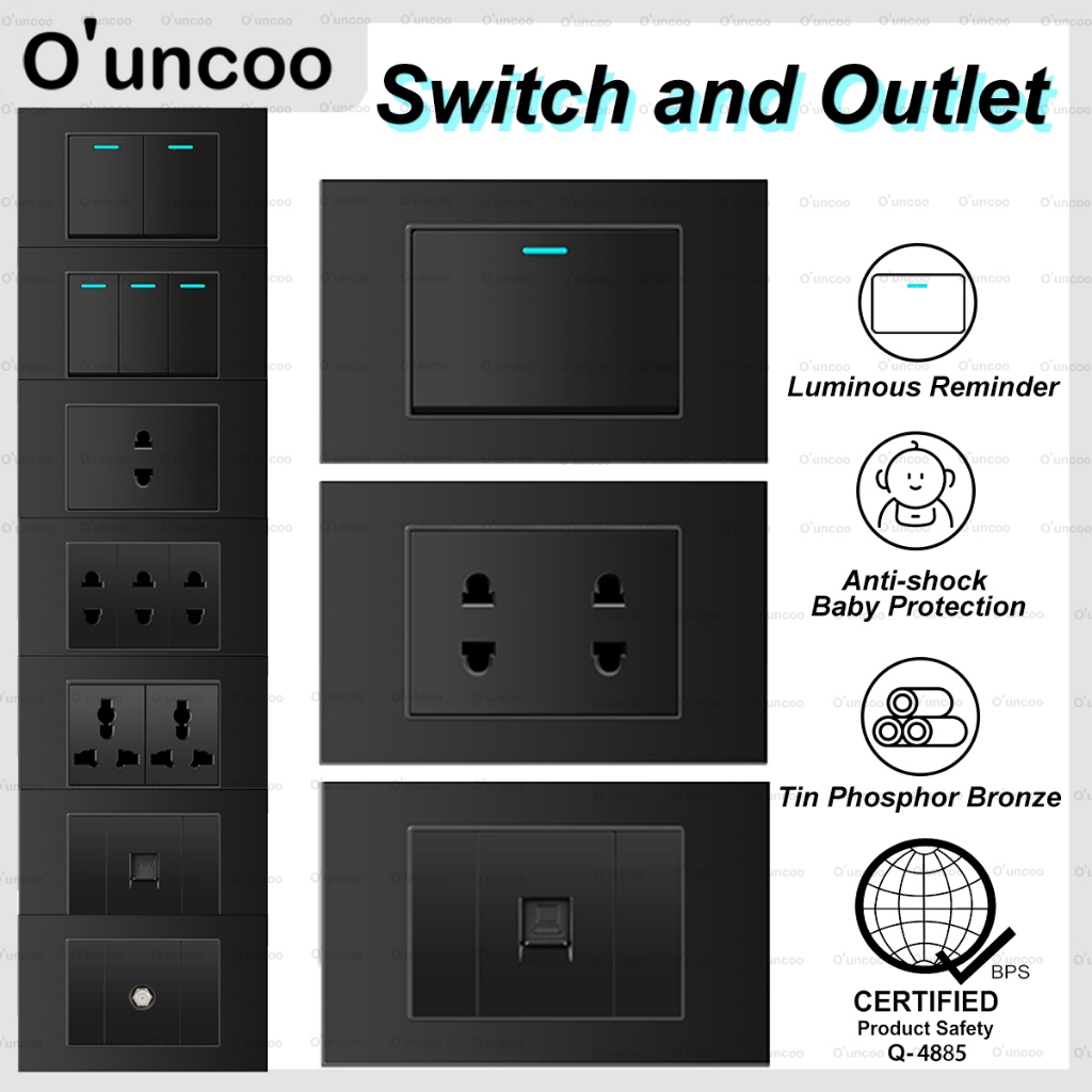 O'uncoo Switch Outlet Wide Series Wall Socket Duplex Outlet TV TEL ...