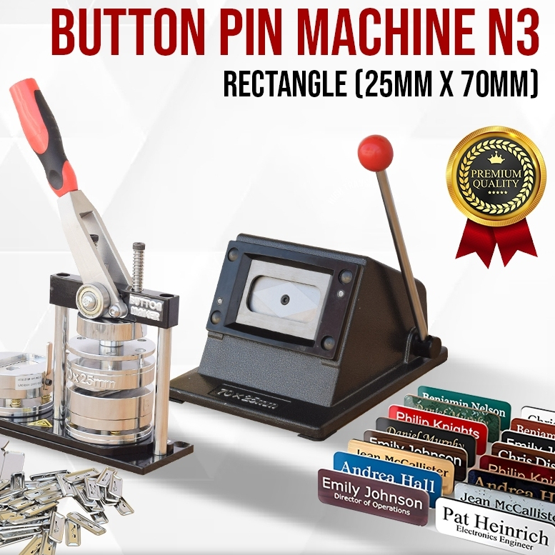 NEW Badge Making Machine N3 25mm x 70mm | Rectangle Name Tag Maker ...