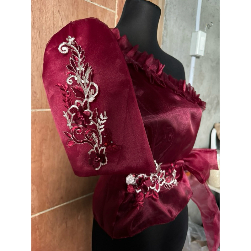 One sided Top Filipiniana-Organza (Adjustable Fit small to XL) | Shopee ...