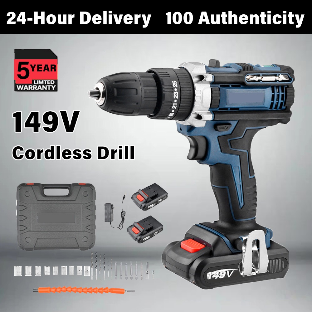 149V Cordless Drill Electric Drill Cordless Impact Drill Screwdriver Hammer Heavy Duty Power Shopee Philippines