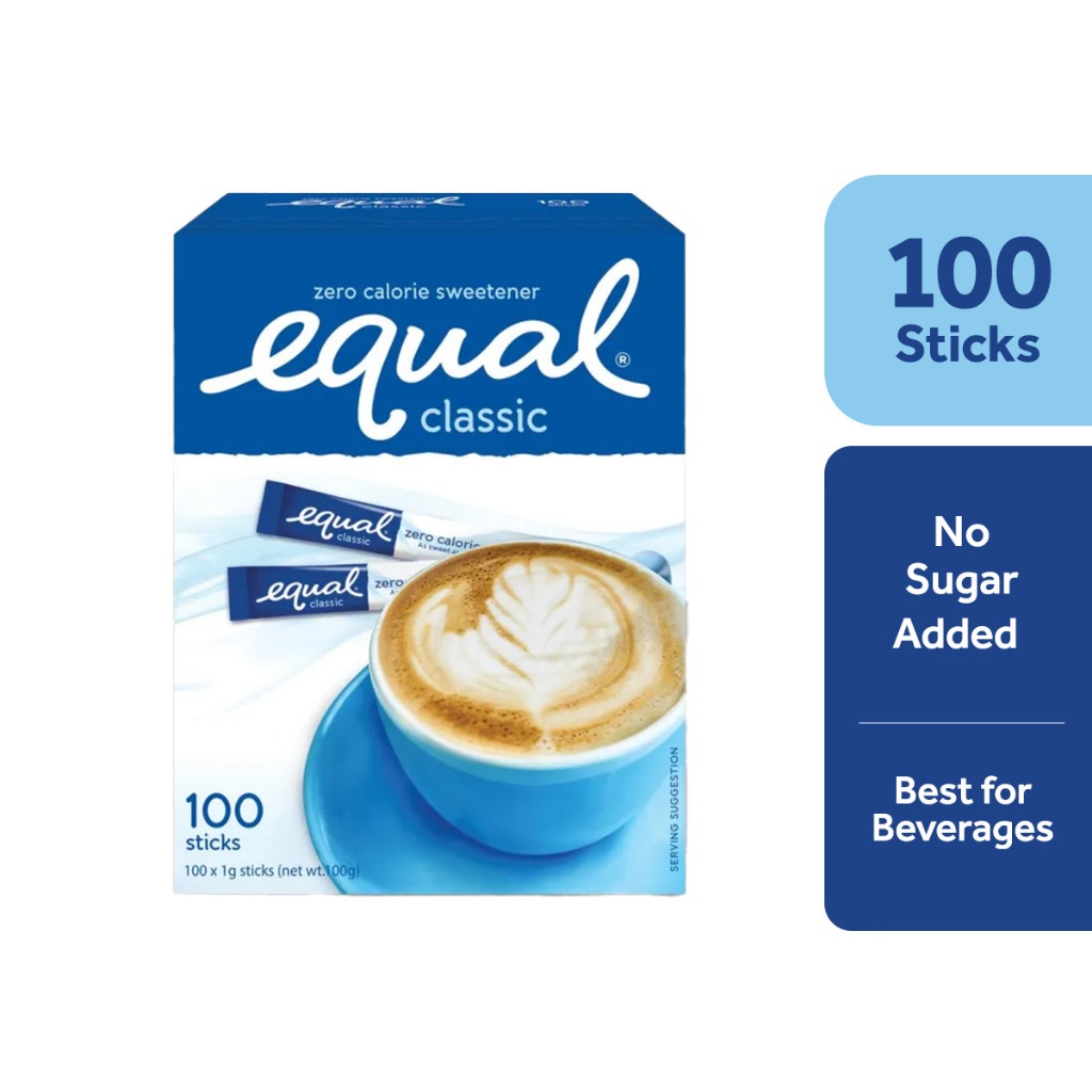 Equal Classic Zero Calorie Sweetener 100 Sticks 1 Box (Sugar