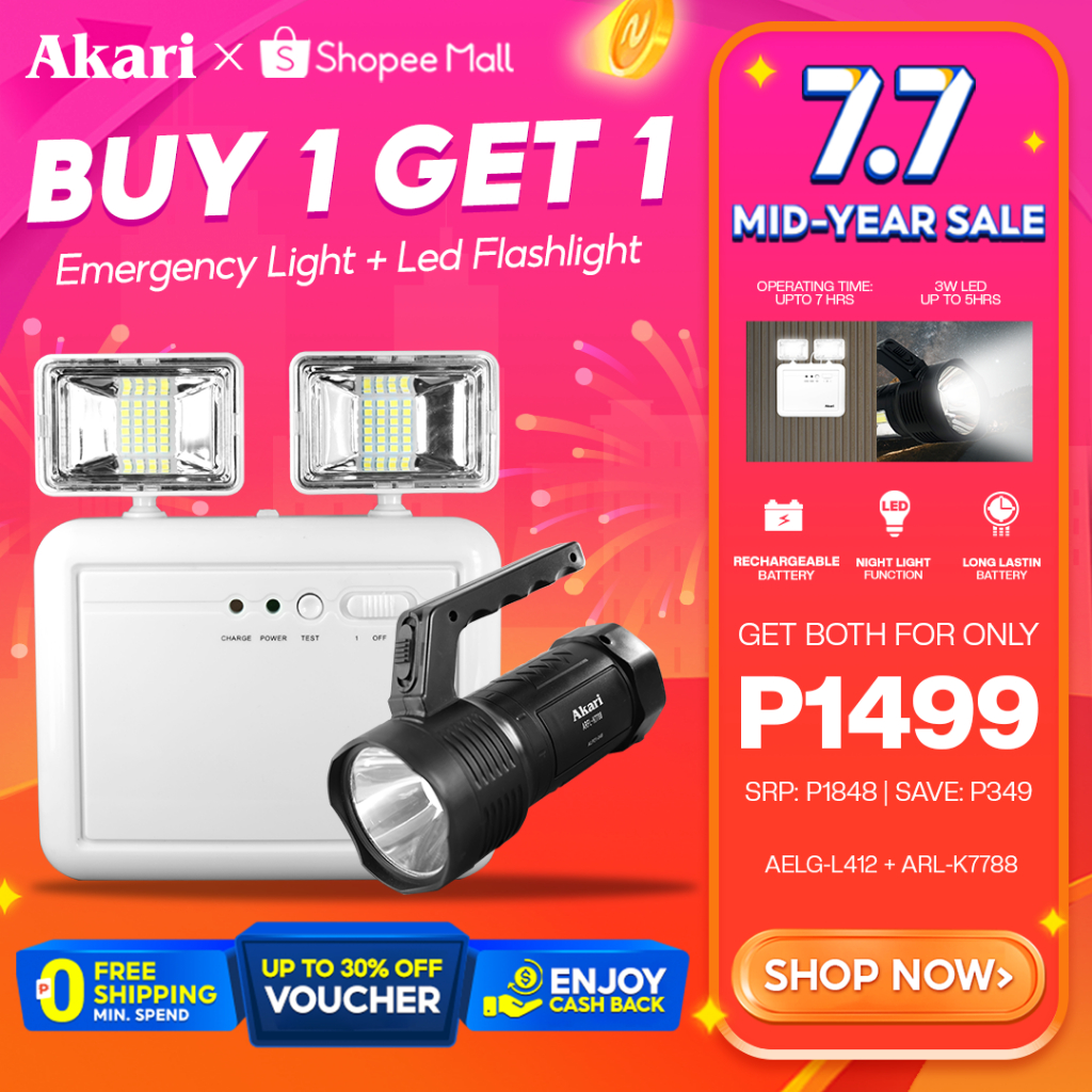 Akari Emergency Kit Dual Head Emergency Light + Rechargeable LED