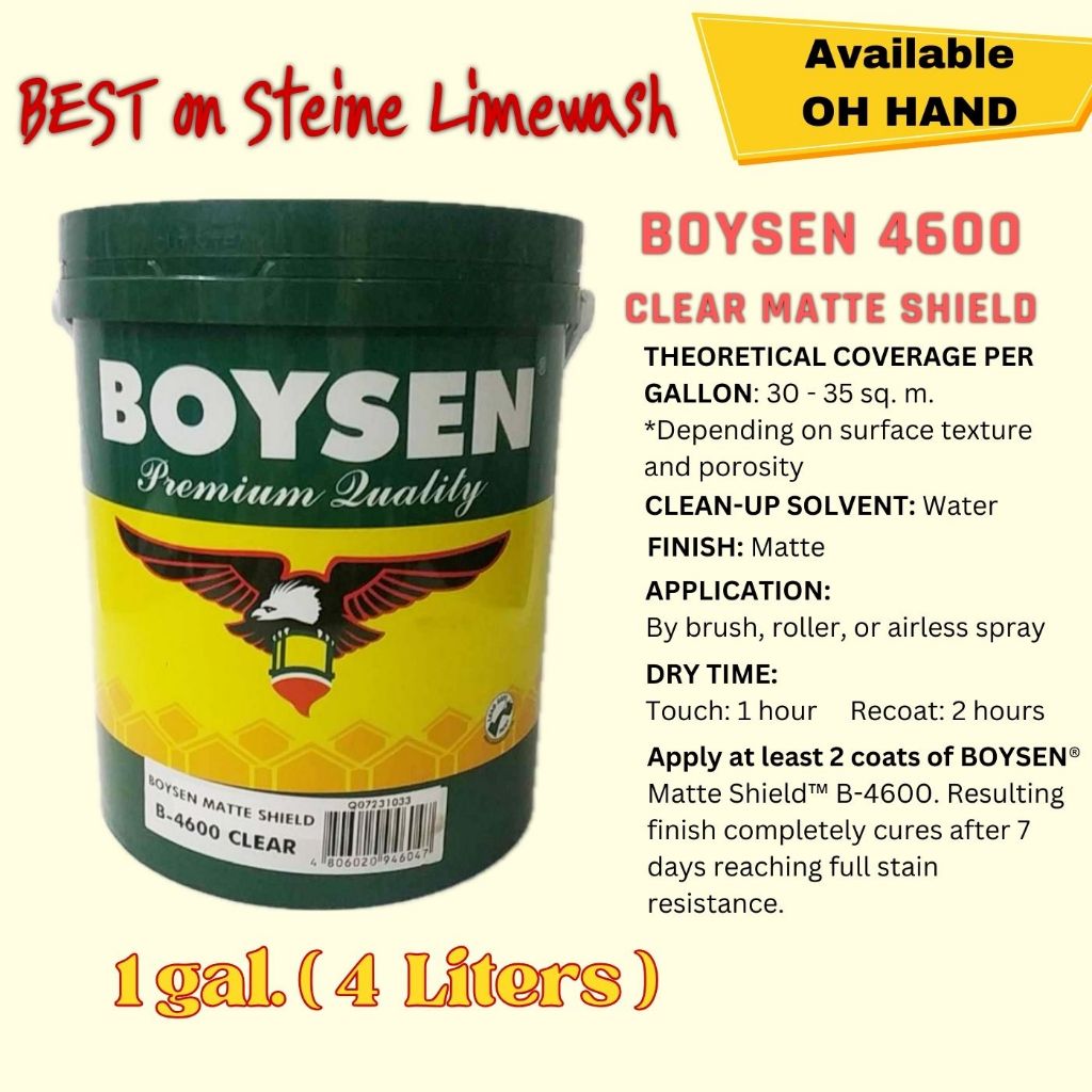Limewash Topcoat/Limewash Sealer BOYSEN MATTE SHIELD CLEAR B4600 ( 1 GALLON ) Shopee Philippines