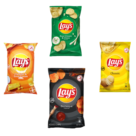 Lay's Cheddar & Sour Cream, Sour Cream & Onion, Classic And Barbecue ...