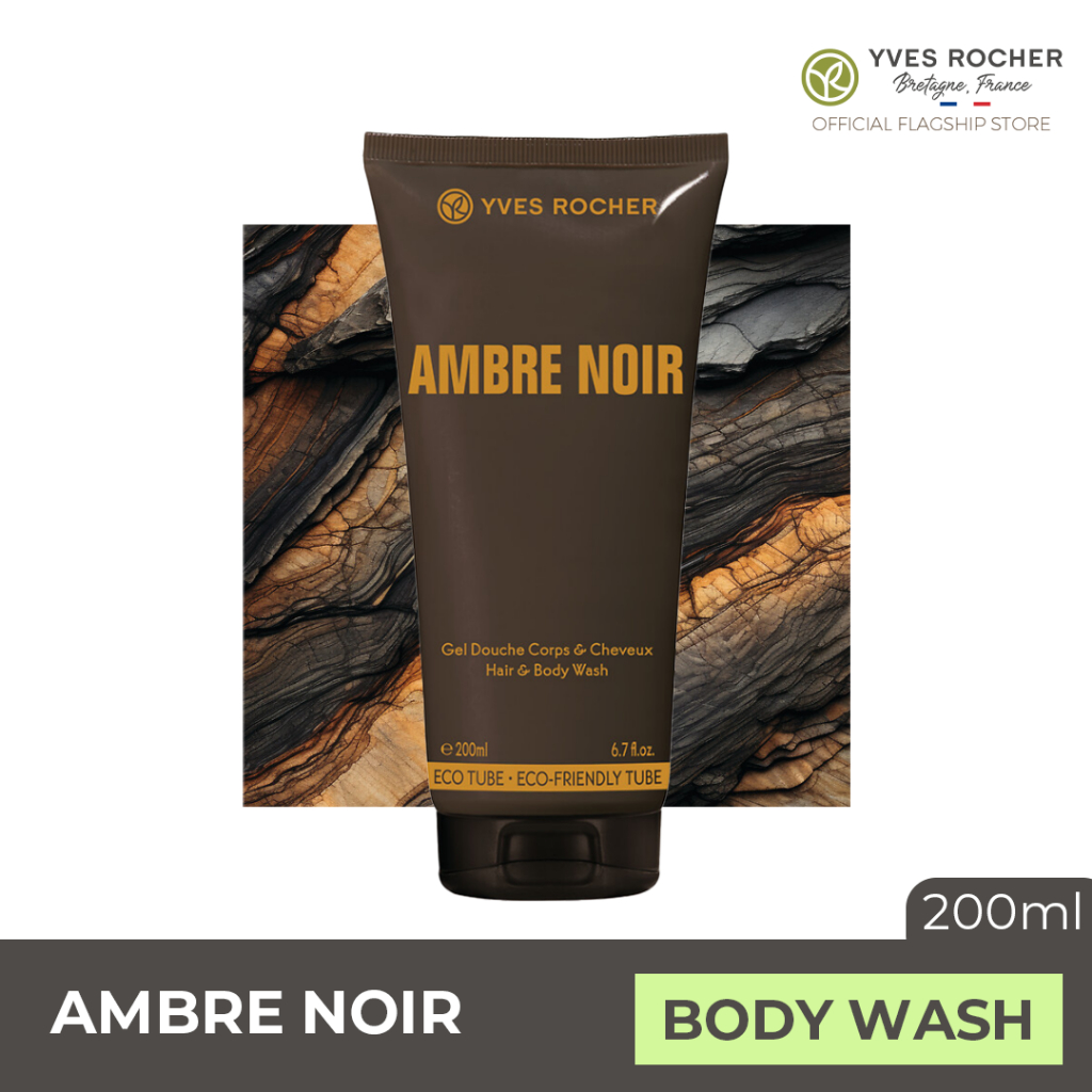 Ambre Noir Body Wash Hair & Body Shampoo 200ml for Men by YVES ROCHER ...