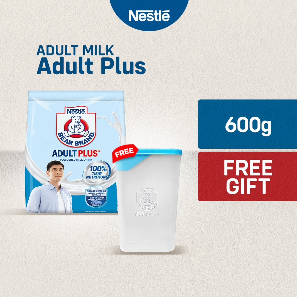 Bear Brand Adult Plus Milk Powder 600g with FREE Milk Container ...