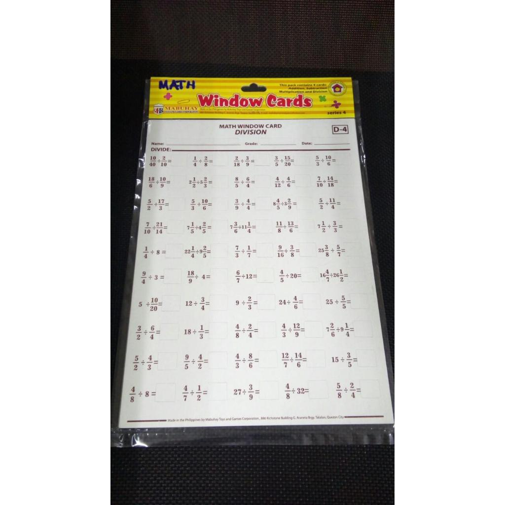 Math Window Cards Series 4 (Teachers Choice) | Shopee Philippines