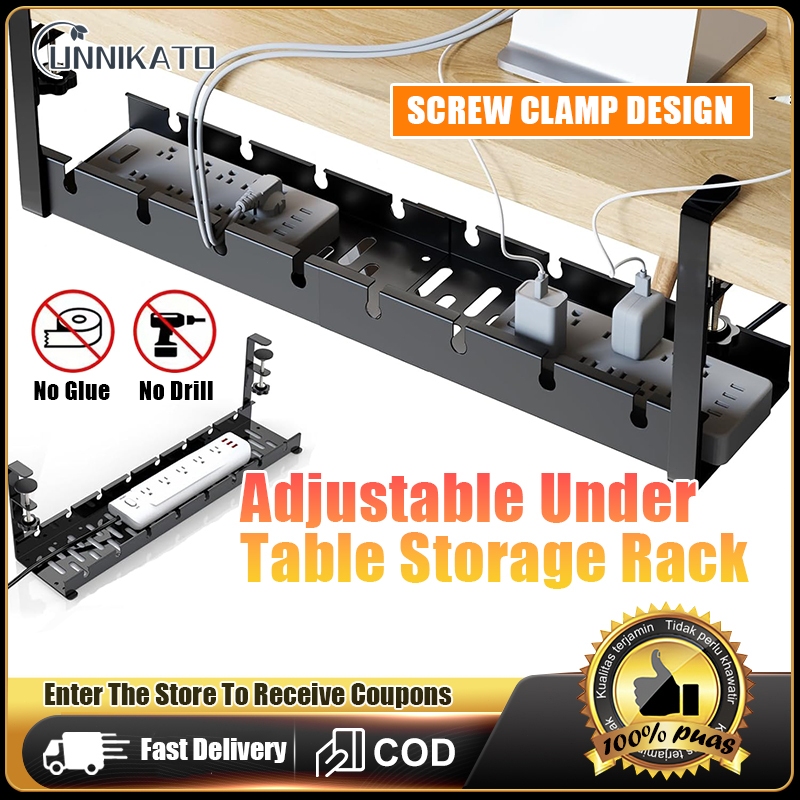 Under Table Wire Cable Organizer Storage Rack Adjustable Cable ...