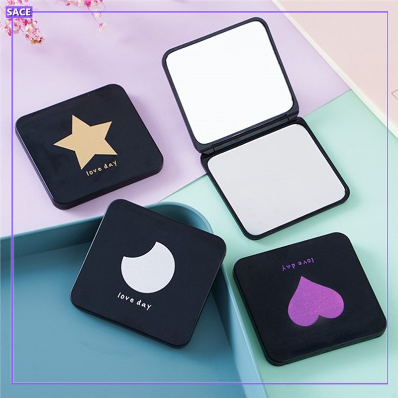 Mini Square Makeup Vanity Mirror Portable Hand Mirrors Double-sided ...