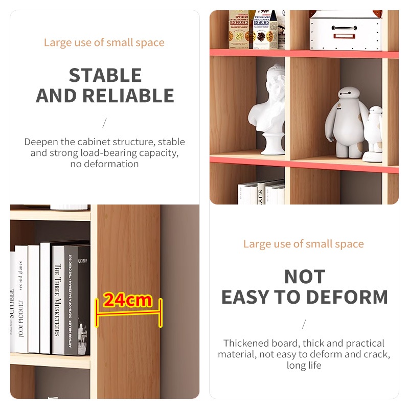 MONOSTYLE Wooden Book Shelf Display Cabinet Organizer Bookcase Grid ...