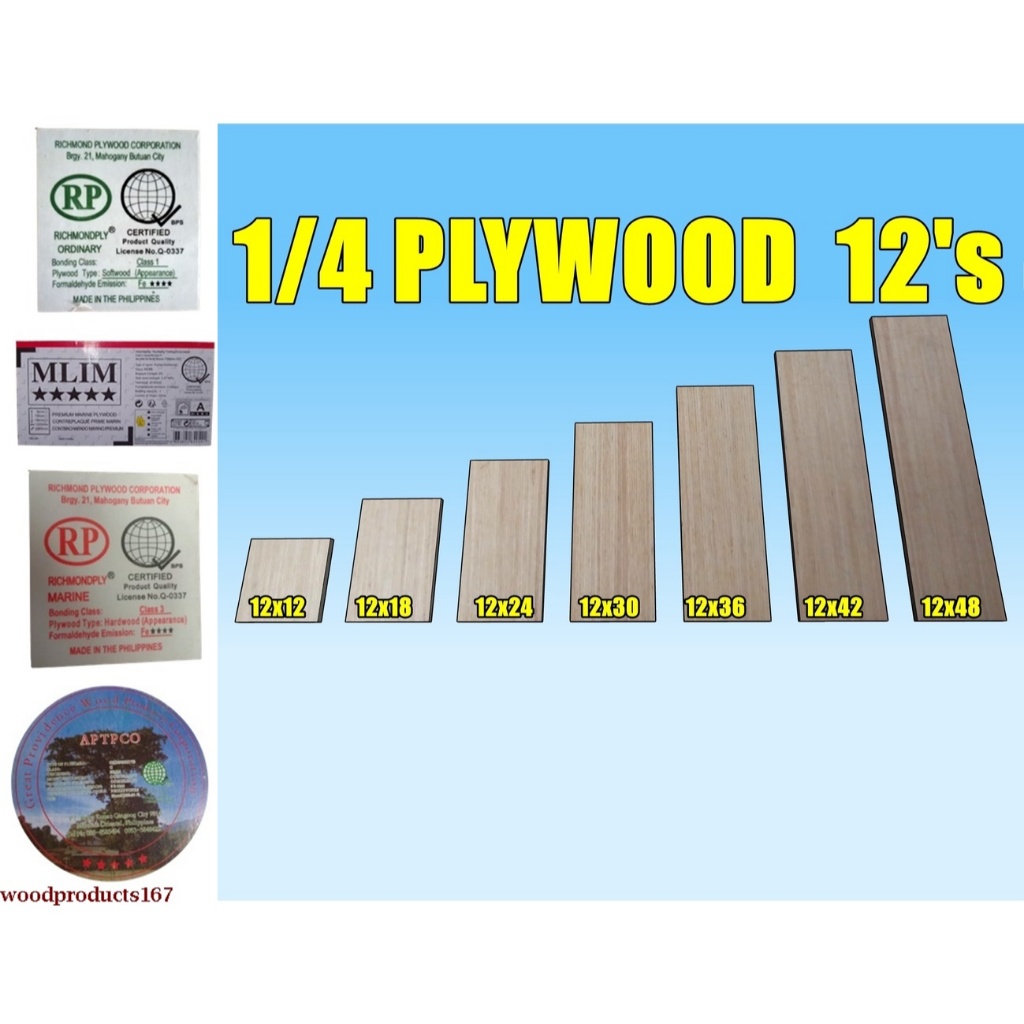 1/4 PLYWOOD (5mm thick) 12x12 12x18 12x24 12x30 12x36 12x42 12x48 12x54 ...