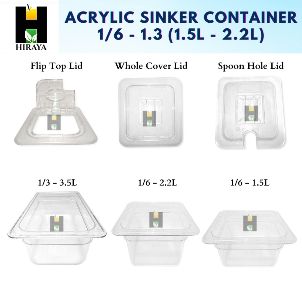 Acrylic Sinker Container 1/6 - 1/3 (1.5L - 2.2L)/ Clear / Acrylic ...