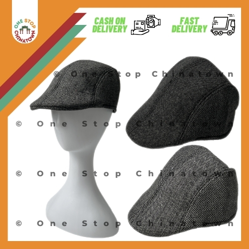 [Adults] Korean Fashion Fabric Retro Baker Boy Country Golf Flat Cap ...