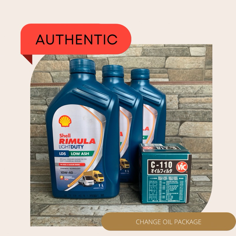 (100% Original) 3L Shell Rimula LD5 Low Ash + C-110 (Change Oil Package ...