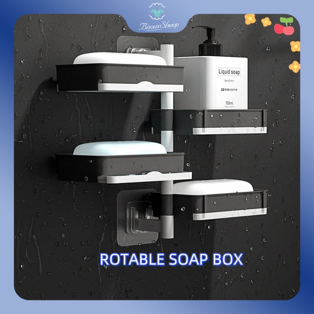Rotating Soap Box Rack 2/3/4 Layer Thickened Wall Hanging Drain ...