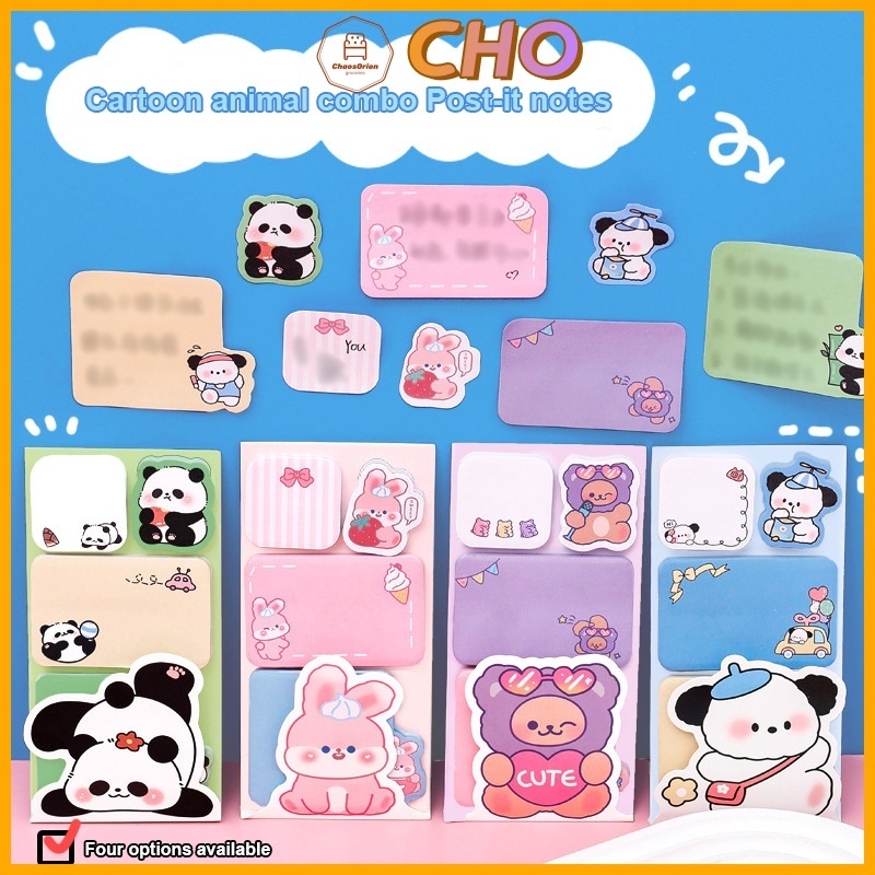 CHO⭐20/100pcs Cartoon Animal Combination Post-it Notes Student Hand ...