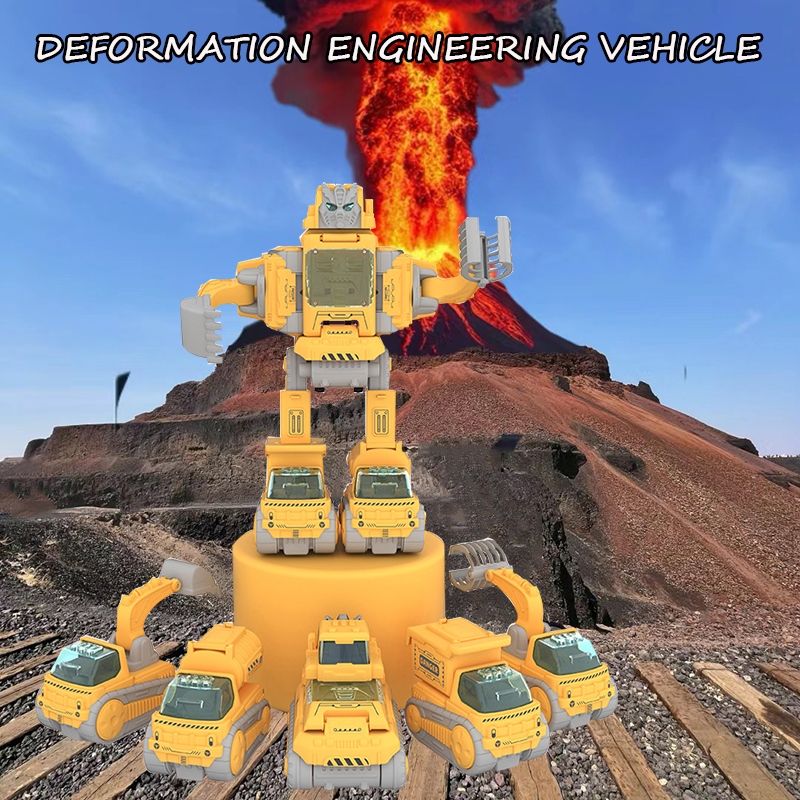 5 IN 1 Deformation fit Robot toy set Press Drive toy car Engineering ...