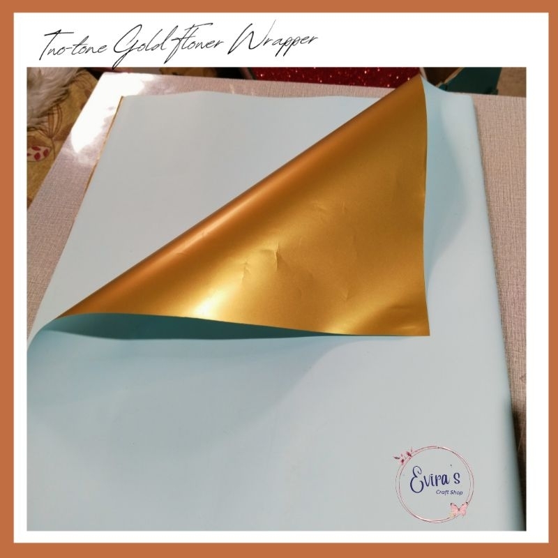 Two-tone Light Blue & Gold Flower Wrapper sold per piece | Shopee ...
