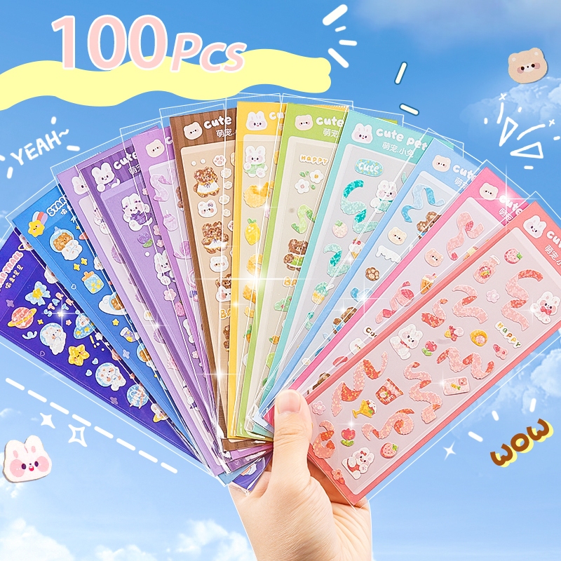 100Pcs Kawaii Handbook Stickers Cute Guka Stickers Decorative ...