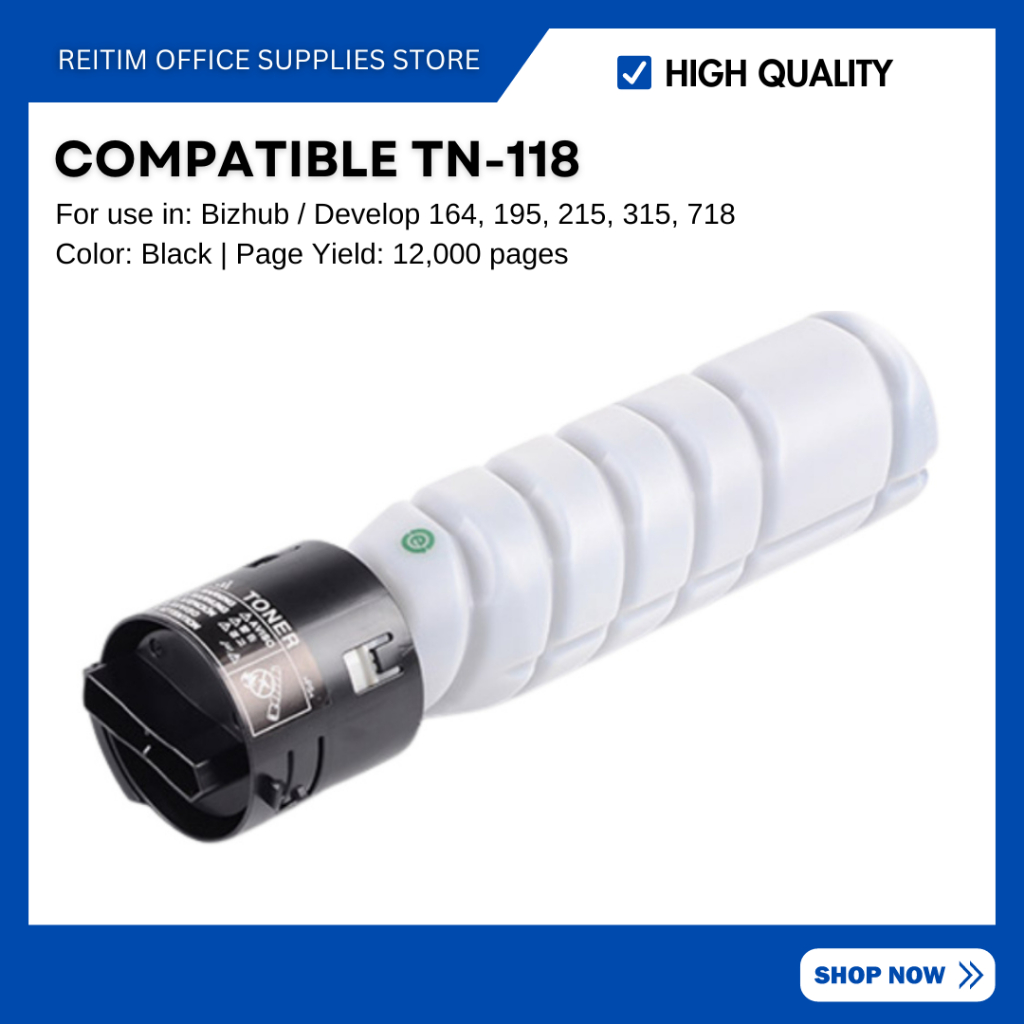 RTS Compatible Konica Minolta and Ineo TN118 Black Toner Cartridge ...