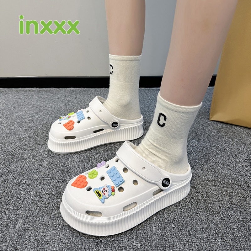New fashion Crocs thick soled Sandals rubber platform slippers with jibbitz  for women