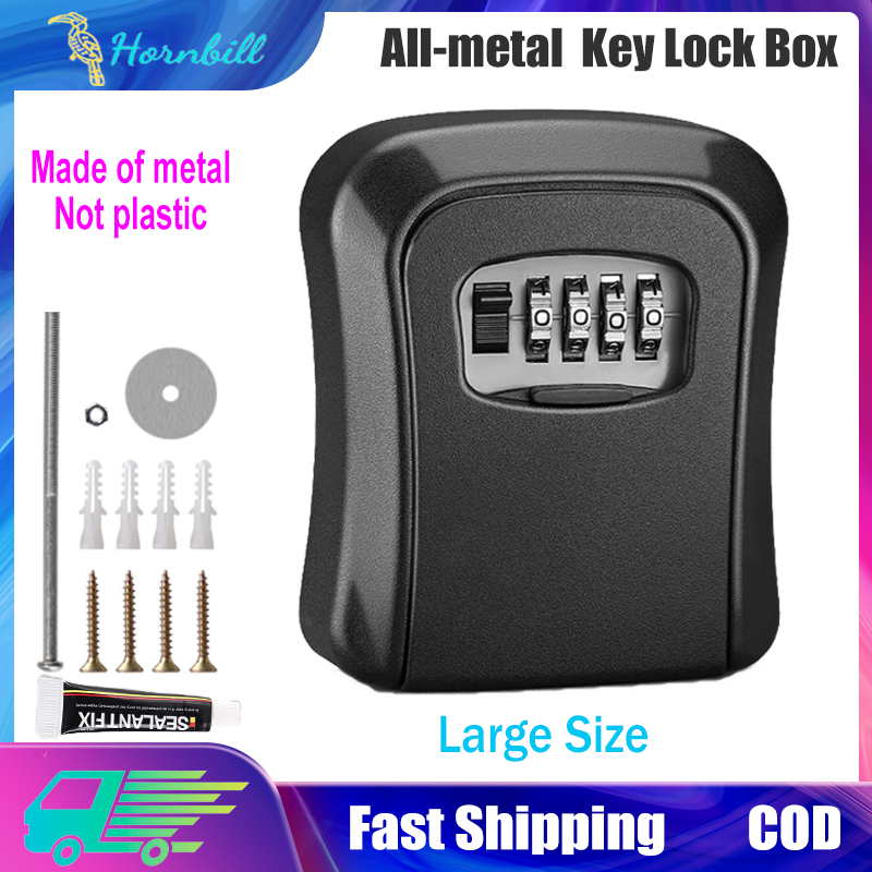 Key Storage Box High Capacity 4-Digit Combination Lock Wall Mounted ...