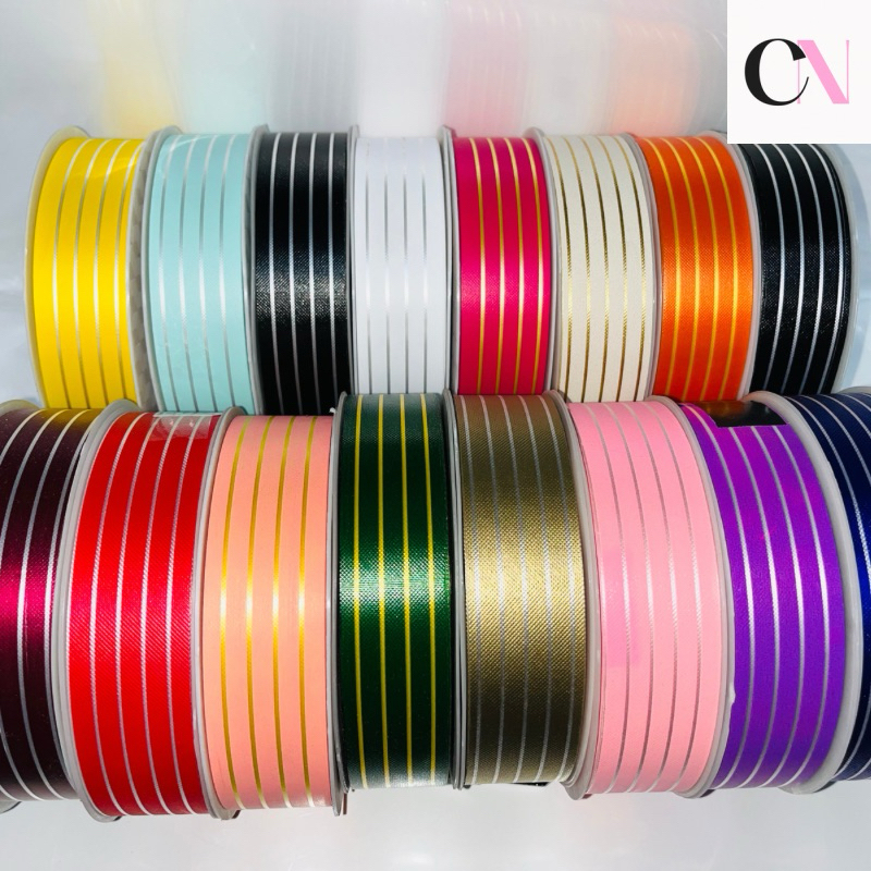 Stripe Design Korean Ribbon for Flower Bouquets 30mm*50yards | Shopee ...