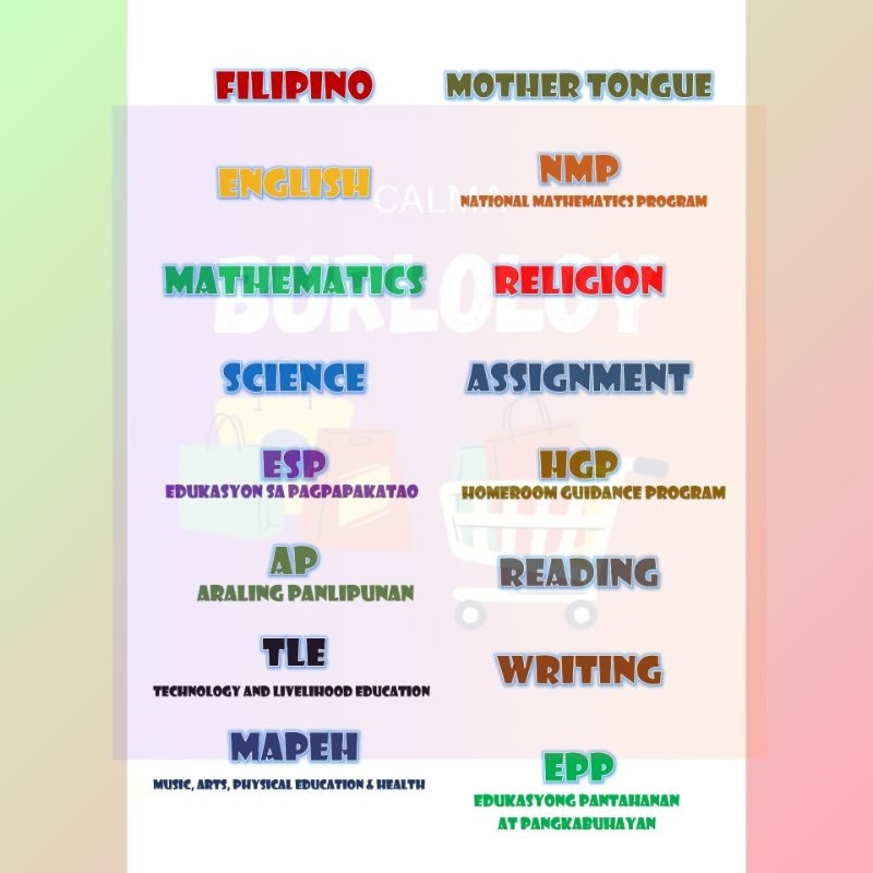 15 SUBJECTS STICKER LABELS FOR SCHOOL NOTEBOOKS | Shopee Philippines