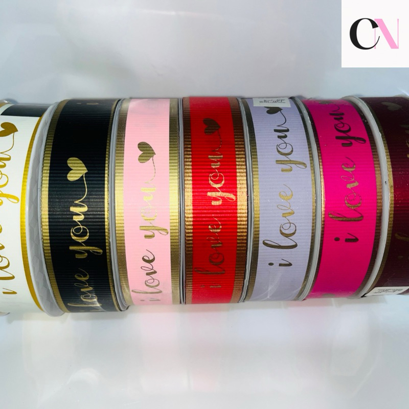 Korean Ribbon for Flower Bouquet ILY/ILYM Design 30mm*50yards | Shopee ...