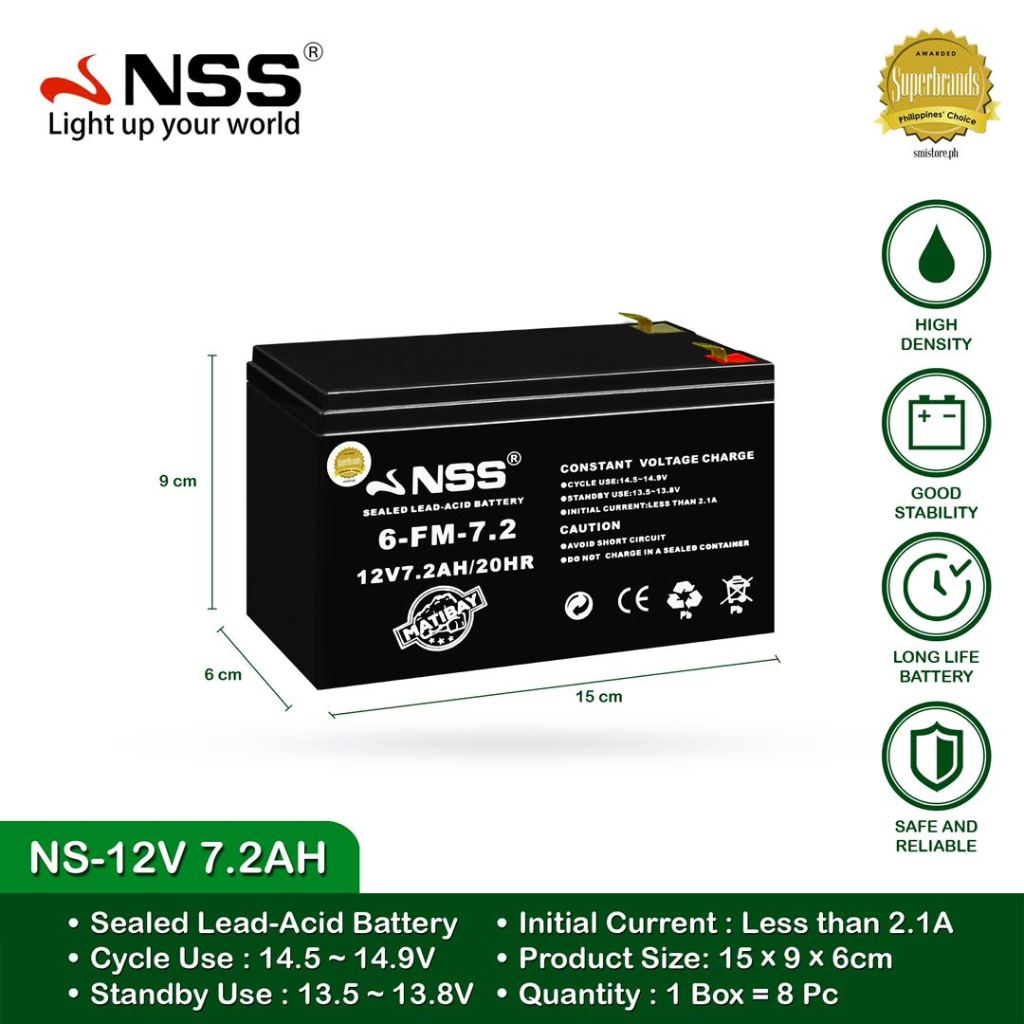 UPS Battery NSS Lead-Acid Battery 12V 7.2Ah | Shopee Philippines