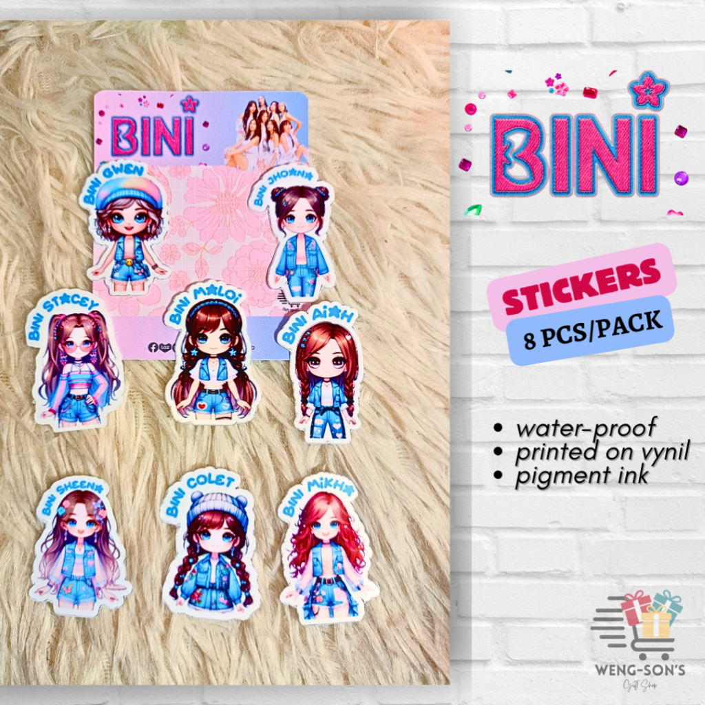 BINI Stickers on Vynil Waterproof Collectibles Complete Set | Shopee ...