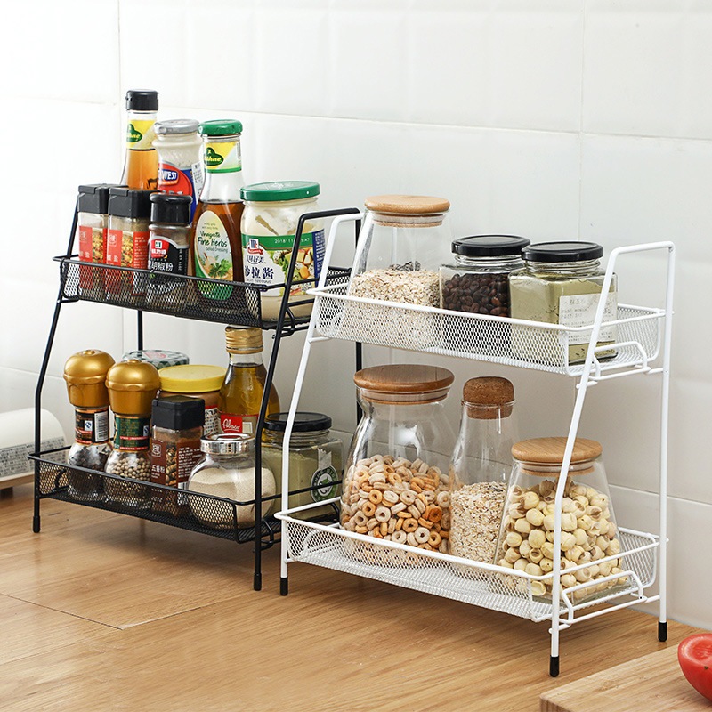 Seasoning Rack Storage Rack 2-Level Bathroom Rack Storage Rack ...
