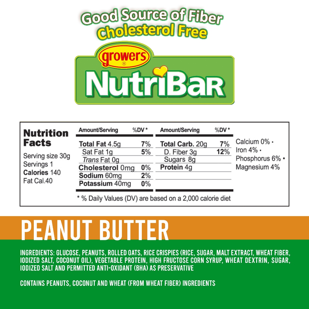 NUTRIBAR PEANUT BUTTER Cereal Bar By 6's | Shopee Philippines