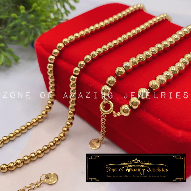 zoaj.ph Bubble Bead Necklace and Bracelet Stainless Gold Round Lock ...