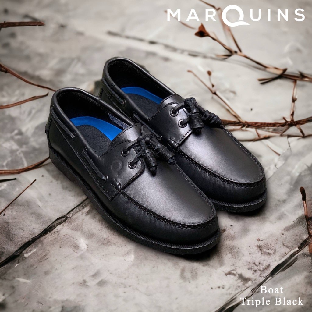 Marquins Genuine Leather Boat Shoes for MEN - Triple Black (30 colors ...