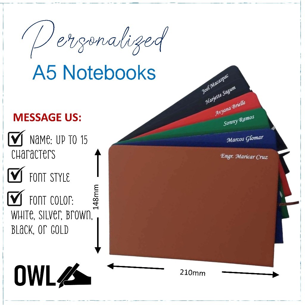 Personalized Customized Notebook with Engraved Name on Side (DEBOSSED ...