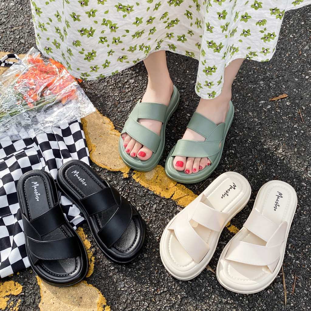 JY Korean Sandals for Women Rubber Slide Slipper Summer Fashion  Versatile#SS74 - Main Image