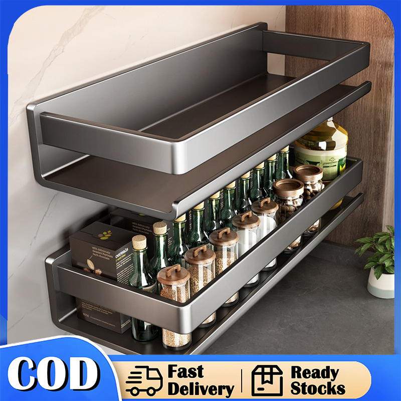 Condiments Organizer Utensils Spice Rack Holder Wall Mounted Multi ...