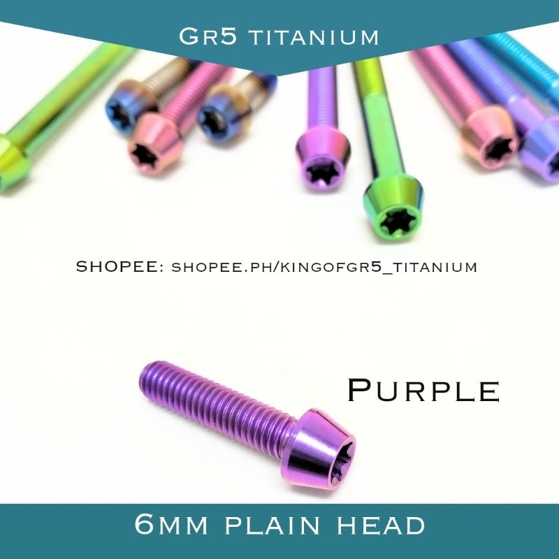M5 X 16mm Titanium GR5 Taper Head Stem Bolts - Blue Nitride (6 Pack) For Bicycle Stems By Crown