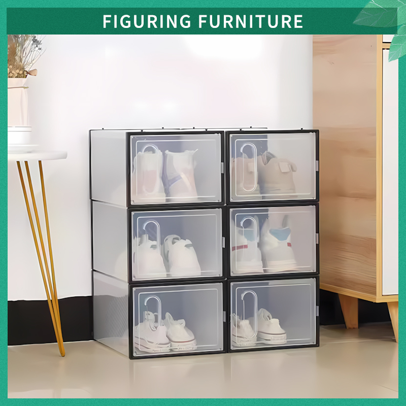 ⭐COD⭐Shoe Box Stackable Transpatent Magnetic Shoe Cabinet Organizer ...