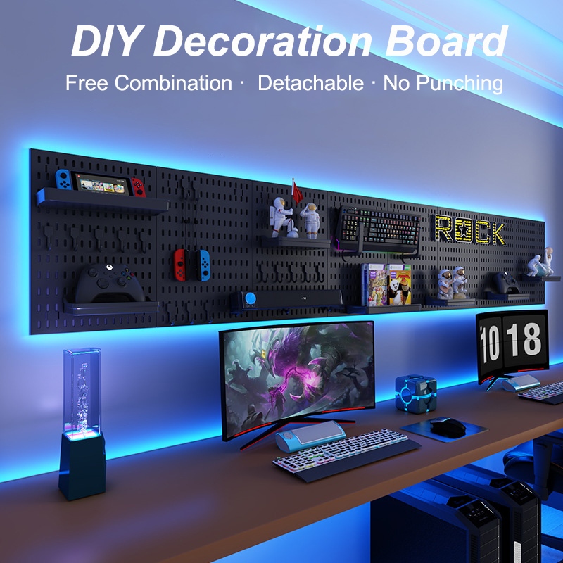 GooBoo DIY Pegboard Wall Organizer No Punching Decoration Board Gaming ...