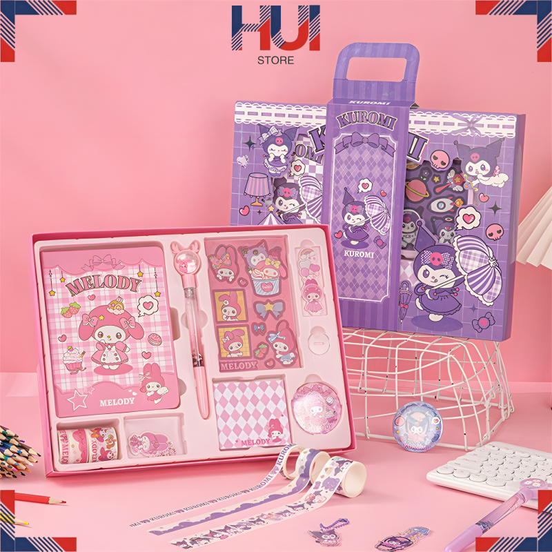 Sanrio Notebook Handbook Stationery Set Gift Box Melody Kuromi Large ...