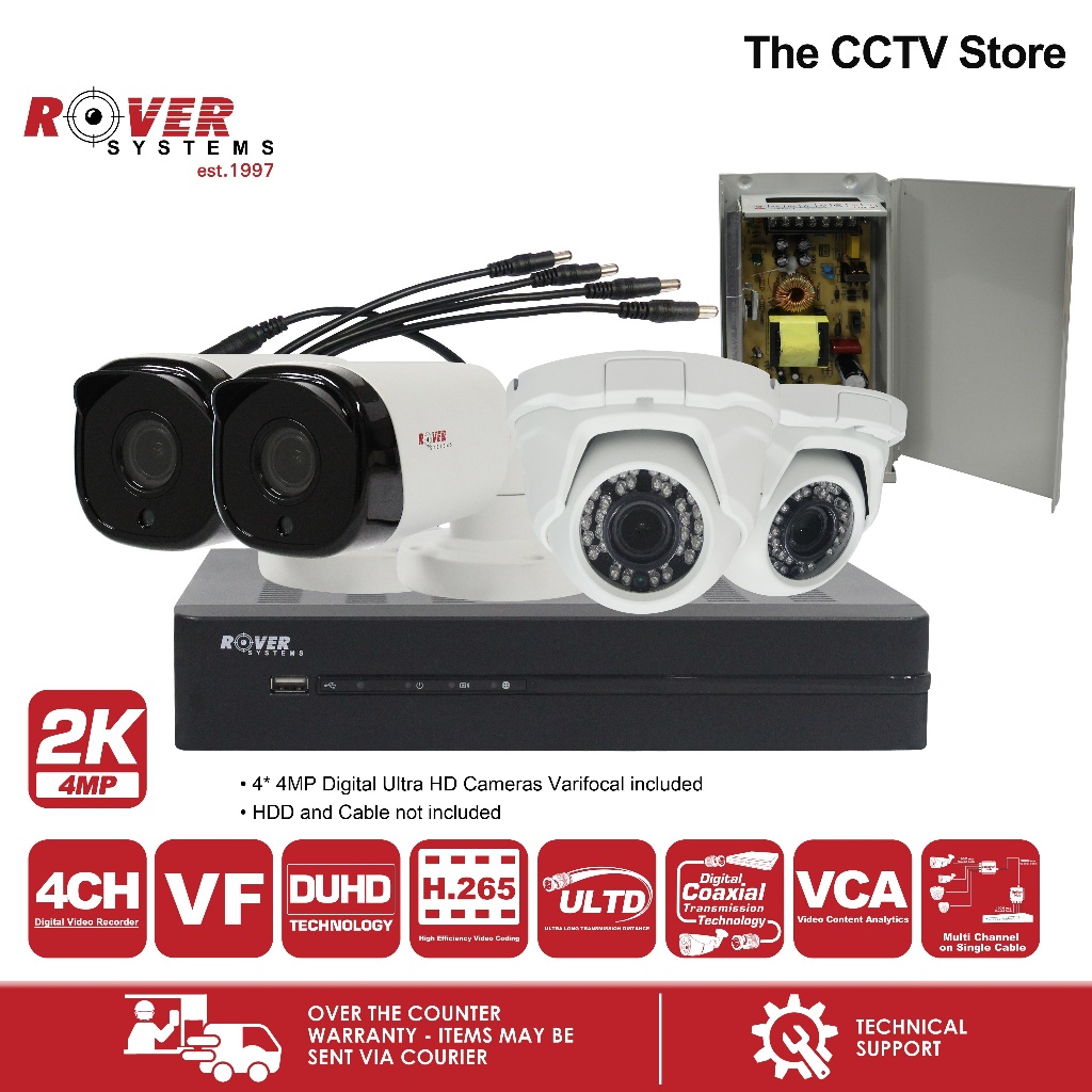 Rover 4CH Digital UltraHD DVR +4 units 2K 4MP Ultra HD CCTV Camera ...