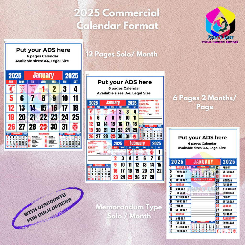 2025 CALENDAR COMMERCIAL PERSONALIZED WITH ADS BANNER | Shopee Philippines