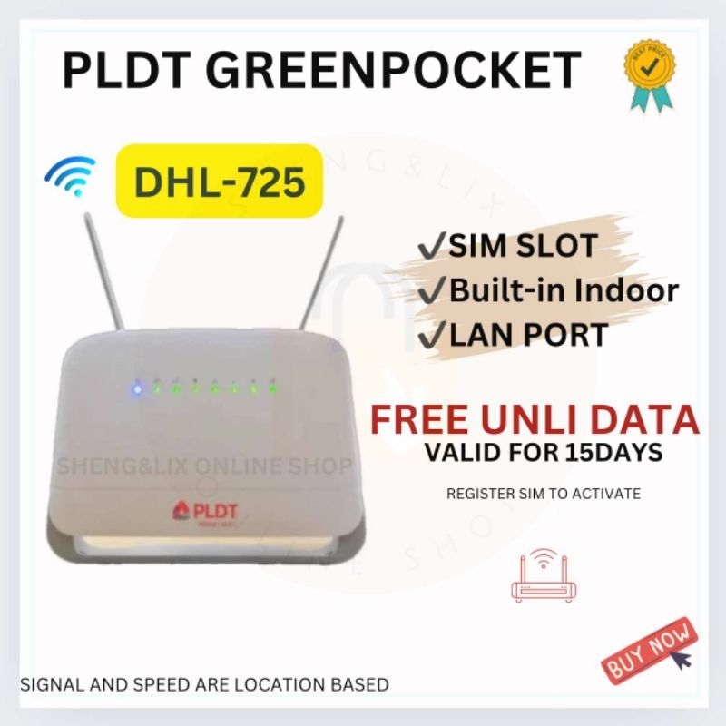 PLDT CAT6 GREENPOCKET DHL-725 UNLI DATA VALID FOR 15DAYS | Shopee ...