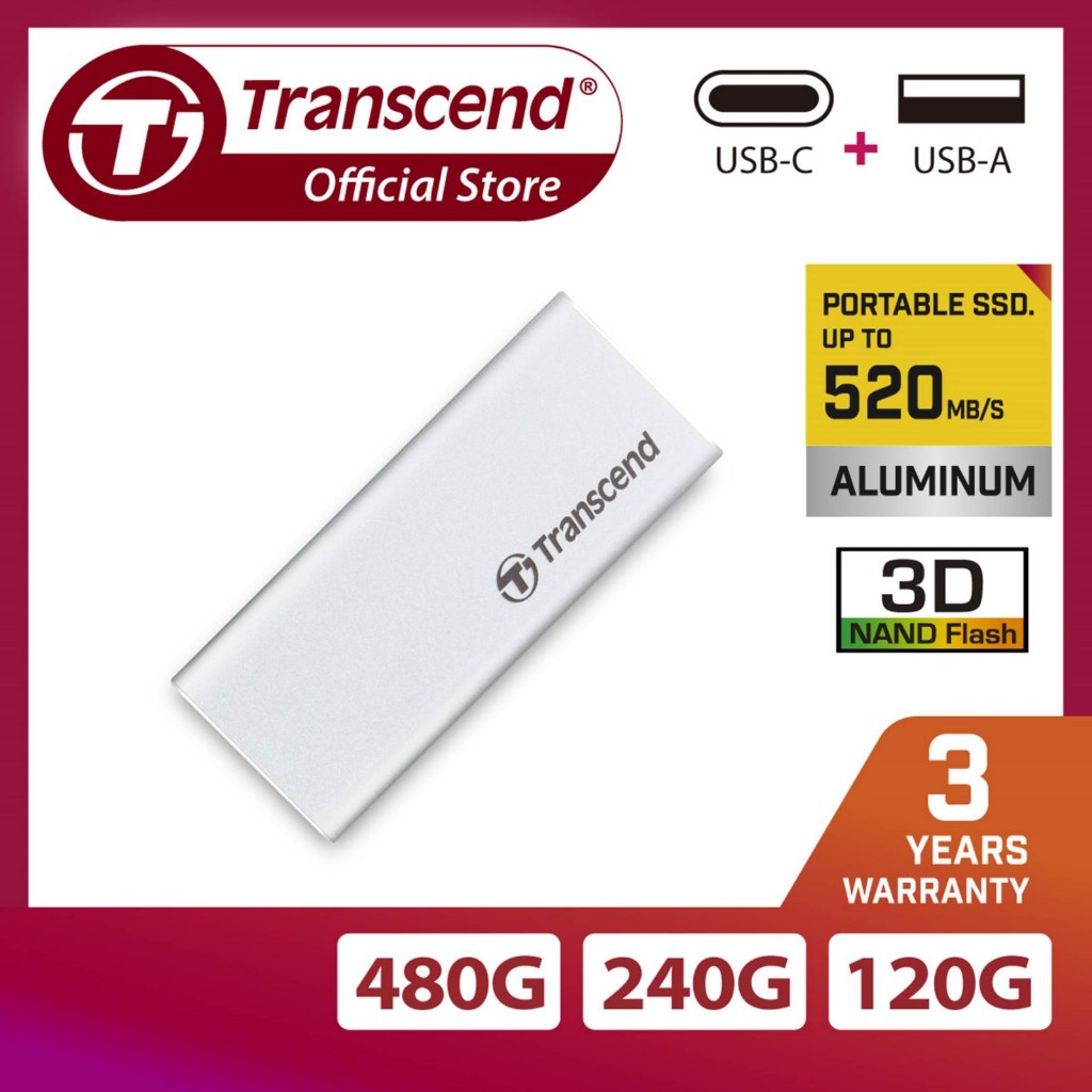 Transcend 120GB/240GB/480GB ESD240C Portable Solid State Drive USB 3.1 ...
