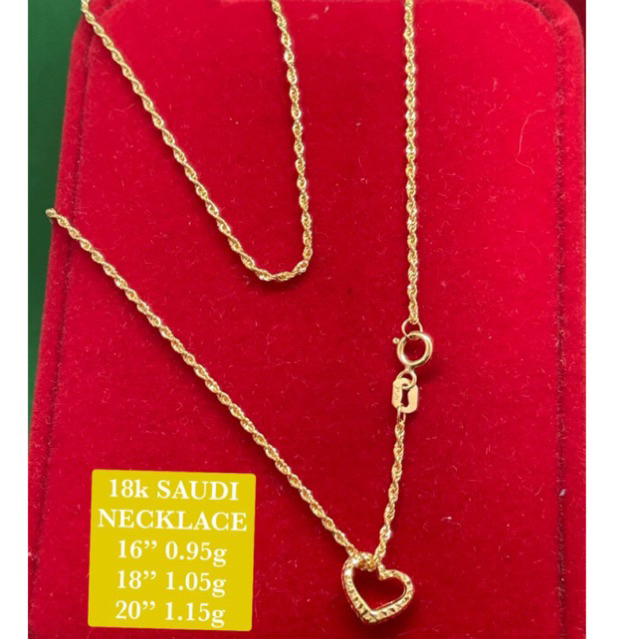 PAWNABLE 18K SAUDI GOLD ROPE CHAIN W/Heart pendant Shopee Philippines