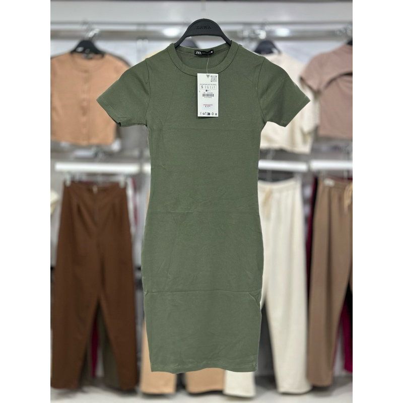 Zara basic round neck ribbed dress | Shopee Philippines