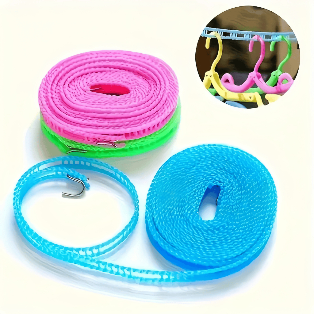 Compact portable clothesline for travel and camping